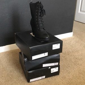 Black lace up hill boots